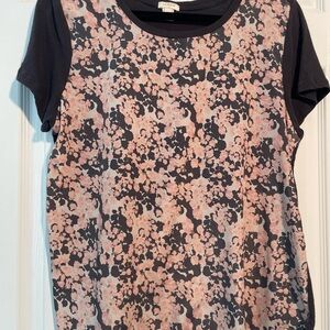 J Crew. Floral Print Women's Top - gray and pink